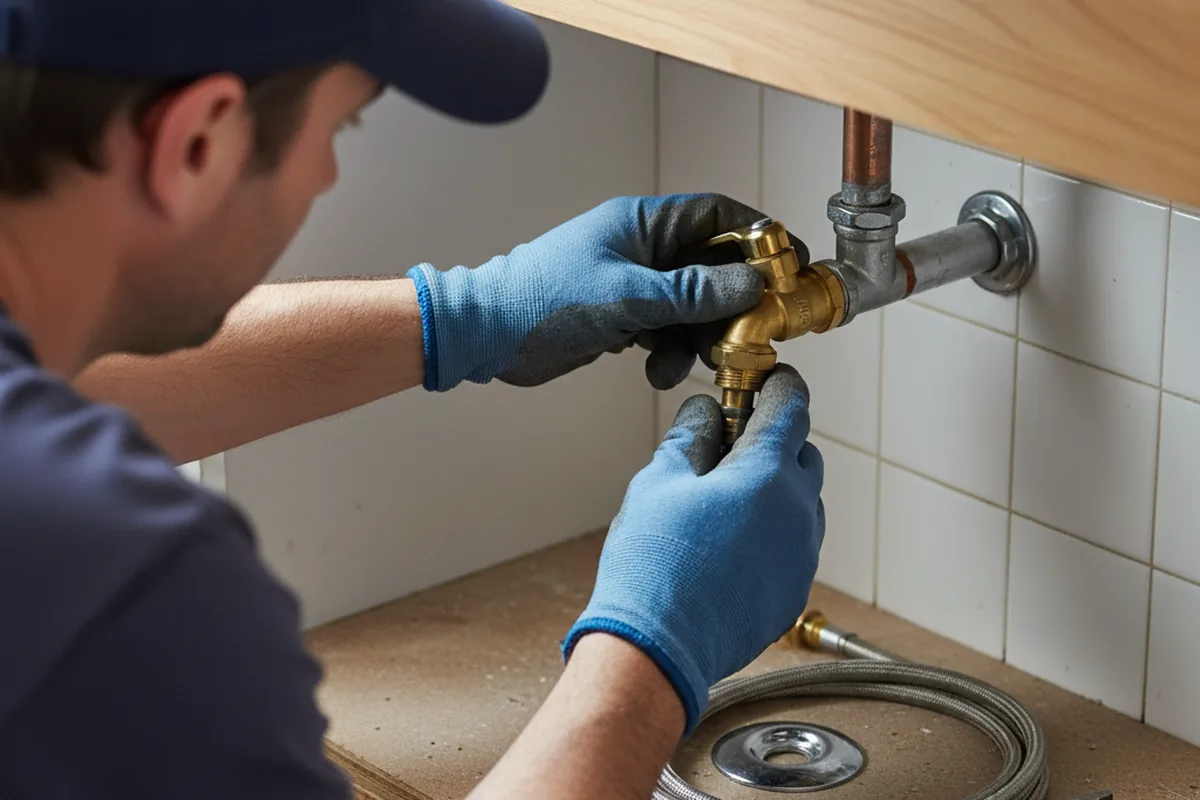 Shutoff valve and fitting work during Faucet and Fixture Repair in Newton